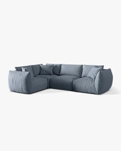 COLTAR MODULAR CHRIS, PE STANGA, 210X295, ALBASTRU PAL, CU TAPITERIE DIN TEXTIL STRUCTURAT LINS, MICADONI - Img 2