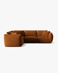 COLTAR MODULAR CHRIS, PE STANGA, 210X295, CARAMIZIU, CU TAPITERIE DIN TEXTIL CATIFEA CASINO, MICADONI