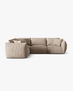 COLTAR MODULAR CHRIS, PE STANGA, 210X295, NISIPIU, CU TAPITERIE DIN TEXTIL STRUCTURAT LINS, MICADONI