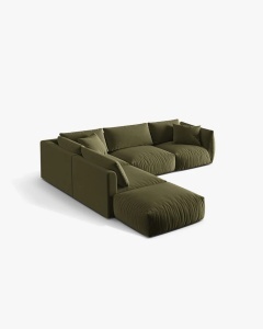 COLTAR MODULAR CHRIS, PE STANGA, 290X295, VERDE DESCHIS, CU TAPITERIE DIN TEXTIL CATIFEA CASINO, MICADONI - Img 2