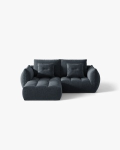 COLTAR MODULAR, CU 2 LOCURI, BLOOM, ALBASTRU MARIN, 327 CM, CU TAPITERIE DIN TEXTIL STRUCTURAT WIND, MICADONI