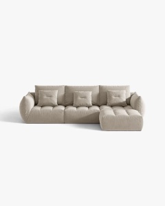 COLTAR MODULAR, CU 2 LOCURI, BLOOM, BEJ DESCHIS, 327 CM, CU TAPITERIE DIN TEXTIL CATIFEA CASINO, MICADONI