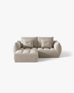 COLTAR MODULAR, CU 2 LOCURI, BLOOM, BEJ DESCHIS, 327 CM, CU TAPITERIE DIN TEXTIL STRUCTURAT WIND, MICADONI