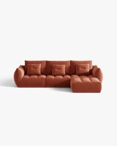 COLTAR MODULAR, CU 2 LOCURI, BLOOM, CARAMIZIU, 327 CM, CU TAPITERIE DIN TEXTIL STRUCTURAT WIND, MICADONI