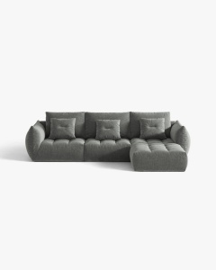COLTAR MODULAR, CU 2 LOCURI, BLOOM, GRI INCHIS, 327 CM, CU TAPITERIE DIN TEXTIL STRUCTURAT WIND, MICADONI