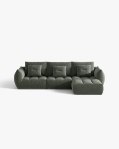 COLTAR MODULAR, CU 2 LOCURI, BLOOM, VERDE MUSCHI, 327 CM, CU TAPITERIE DIN TEXTIL STRUCTURAT WIND, MICADONI
