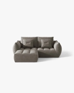 COLTAR MODULAR, CU 3 LOCURI, BLOOM, GRI, 232 CM, CU TAPITERIE DIN TEXTIL CATIFEA CASINO, MICADONI
