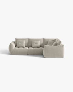 COLTAR MODULAR, CU 4 LOCURI, BLOOM, PE DREAPTA, GRI DESCHIS, 316 CM, CU TAPITERIE DIN TEXTIL STRUCTURAT WIND, MICADONI