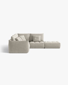 COLTAR MODULAR, CU 4 LOCURI, BLOOM, PE DREAPTA, GRI DESCHIS, 316 CM, CU TAPITERIE DIN TEXTIL STRUCTURAT WIND, MICADONI - Img 3