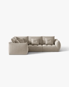 COLTAR MODULAR, CU 4 LOCURI, BLOOM, PE STANGA, BEJ DESCHIS, 316 CM, CU TAPITERIE DIN TEXTIL CATIFEA CASINO, MICADONI