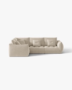 COLTAR MODULAR, CU 4 LOCURI, BLOOM, PE STANGA, BEJ DESCHIS, 316 CM, CU TAPITERIE DIN TEXTIL STRUCTURAT WIND, MICADONI