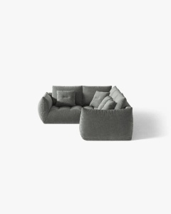 COLTAR MODULAR, CU 4 LOCURI, BLOOM, PE STANGA, GRI INCHIS, 316 CM, CU TAPITERIE DIN TEXTIL STRUCTURAT WIND, MICADONI - Img 3