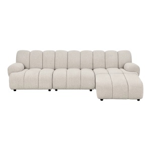 COLTAR MODULAR LIVING TAZA 275CM, DIN LEMN SI TEXTIL, CULOARE BEJ NISIPIU, HOUSE NORDIC