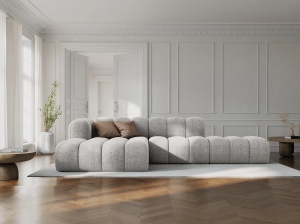 COLTAR MODULAR LUPIN, STANGA, 5 LOCURI, 294 CM, GRI DESCHIS 06, TAPITERIE CHENILLE, DESIGN DEOSEBIT