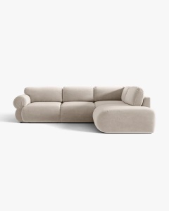 COLTAR MODULAR, OPHELIA, BEJ, PE DREAPTA, 289 CM, CU TAPITERIE DIN TEXTIL CATIFEA VENUS, MICADONI - Img 2