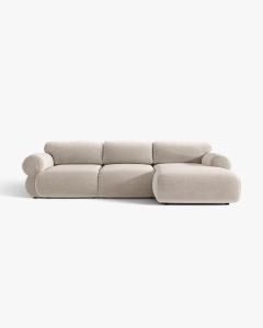 COLTAR MODULAR, OPHELIA, BEJ, PE DREAPTA, 297 CM, CU TAPITERIE DIN TEXTIL CATIFEA VENUS, MICADONI