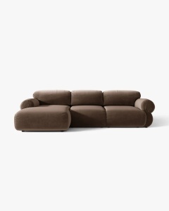 COLTAR MODULAR, OPHELIA, CIOCOLATIU, PE STANGA, 297 CM, CU TAPITERIE DIN TEXTIL CATIFEA VENUS, MICADONI