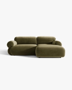 COLTAR MODULAR, OPHELIA, VERDE, PE DREAPTA, 236 CM, CU TAPITERIE DIN TEXTIL CATIFEA VENUS, MICADONI