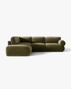 COLTAR MODULAR, OPHELIA, VERDE, PE STANGA, 289 CM, CU TAPITERIE DIN TEXTIL CATIFEA VENUS, MICADONI - Img 2