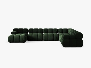 COLTAR MODULAR PANORAMIC BELLIS, DREAPTA, VERDE SMARALD, CU TAPITERIE DIN CATIFEA VENUS, MICADONI - Img 2