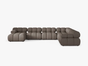 COLTAR MODULAR PANORAMIC, BELLIS, PE DREAPTA, CAPPUCCINO, CU TAPITERIE DIN TEXTIL STRUCTURAT LIBERTY, MICADONI - Img 2