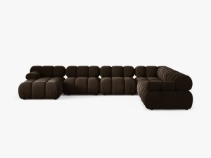 COLTAR MODULAR PANORAMIC BELLIS, PE DREAPTA, MARO INCHIS, CU TAPITERIE DIN CATIFEA VENUS, MICADONI - Img 2