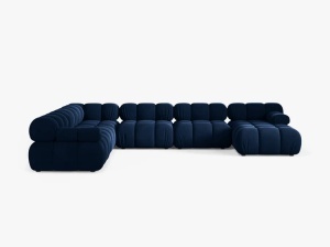 COLTAR MODULAR PANORAMIC BELLIS, PE STANGA, ALBASTRU ROYAL, CU TAPITERIE DIN CATIFEA BLUVEL, MICADONI - Img 2