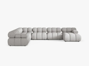 COLTAR MODULAR PANORAMIC BELLIS, PE STANGA, GRI DESCHIS, CU TAPITERIE DIN TEXTIL STRUCTURAT LIBERTY, MICADONI - Img 2