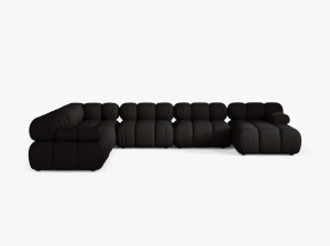 COLTAR MODULAR PANORAMICA BELLIS, PE STANGA, NEGRU, CU TAPITERIE DIN TEXTIL STRUCTURAT LIBERTY, MICADONI - Img 2