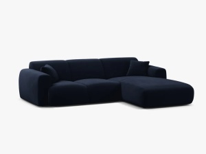 COLTAR MOLINO, 225 CM, PE DREAPTA, ALBASTRU ROYAL, CU TAPITERIE DIN TEXTIL CATIFEA CASINO, MICADONI - Img 2