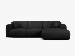 COLTAR MOLINO, 225 CM, PE DREAPTA, NEGRU, CU TAPITERIE DIN TEXTIL CHENILLE REBEL, MICADONI