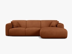 COLTAR MOLINO, 225 CM, PE DREAPTA, PORTOCALIU, CU TAPITERIE DIN TEXTIL CHENILLE REBEL, MICADONI