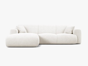 COLTAR MOLINO, 225 CM, PE STANGA, ALB, CU TAPITERIE DIN TEXTIL BOUCLE BALOO, MICADONI