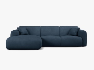 COLTAR MOLINO, 225 CM, PE STANGA, ALBASTRU ROYAL, CU TAPITERIE DIN TEXTIL CHENILLE REBEL, MICADONI