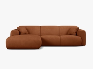 COLTAR MOLINO, 225 CM, PE STANGA, PORTOCALIU, CU TAPITERIE DIN TEXTIL CHENILLE REBEL, MICADONI