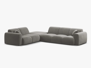 COLTAR MOLINO, 315 CM, GRI, PE STANGA, CU TAPITERIE DIN TEXTIL CATIFEA VELVET CASINO, MICADONI