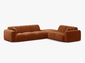COLTAR MOLINO, 315 CM, PE DREAPTA, CARAMIZIU, CU TAPITERIE DIN TEXTIL CATIFEA VELVET CASINO, MICADONI