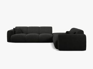 COLTAR MOLINO, 315 CM, PE DREAPTA, NEGRU, CU TAPITERIE DIN TEXTIL BOUCLE BALOO, MICADONI - Img 2