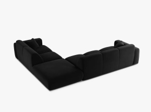 COLTAR MOLINO, 315 CM, PE DREAPTA, NEGRU, CU TAPITERIE DIN TEXTIL CATIFEA VELVET CASINO, MICADONI - Img 3