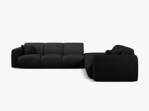 COLTAR MOLINO, 315 CM, PE DREAPTA, NEGRU, CU TAPITERIE DIN TEXTIL CHENILLE REBEL, MICADONI - Img 2