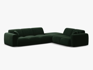 COLTAR MOLINO, 315 CM, PE DREAPTA, VERDE SMARALD, CU TAPITERIE DIN TEXTIL CATIFEA VELVET CASINO, MICADONI