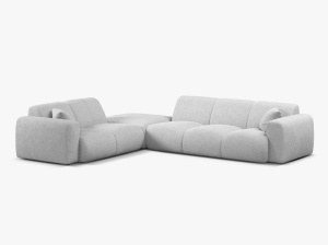 COLTAR MOLINO, 315 CM, PE STANGA, GRI DESCHIS, CU TAPITERIE DIN TEXTIL BOUCLE BALOO, MICADONI