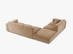 COLTAR MOLINO, 315 CM, PE STANGA, NISIPIU, CU TAPITERIE DIN TEXTIL CATIFEA VELVET CASINO, MICADONI - Img 3