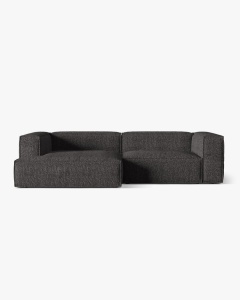 COLTAR NURIA GRI ANTRACIT, PE STANGA, 292X110 CM, TAPITAT CU TAPITERIE DIN TEXTIL BOUCLE MONET, MICADONI