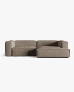 COLTAR NURIA GRI CALD, PE DREAPTA, 292X110 CM, TAPITAT CU TAPITERIE DIN TEXTIL CATIFEA PARIS, MICADONI