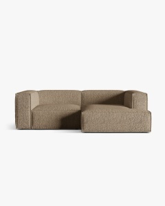 COLTAR NURIA, PE DREAPTA, CAPPUCINO, 252X147 CM, TAPITAT CU TAPITERIE DIN TEXTIL BOUCLE MONET, MICADONI