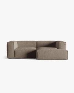 COLTAR NURIA, PE DREAPTA, GRI CALD, 252X147 CM, TAPITAT CU TAPITERIE DIN TEXTIL CATIFEA PARIS, MICADONI