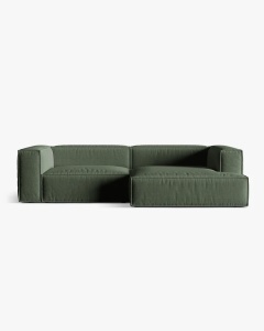 COLTAR NURIA VERDE MUSCHI, PE DREAPTA, 292X110 CM, TAPITAT CU TAPITERIE DIN TEXTIL STRUCTURAT LIBERTY, MICADONI