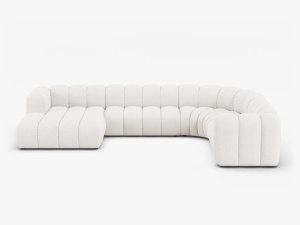 COLTAR PANORAMIC LUPIN, 370, PE DREAPTA, ALB, CU TAPITERIE DIN TEXTIL BOUCLE BALOO, MICADONI