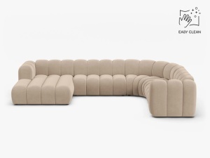 COLTAR PANORAMIC LUPIN, 370, PE DREAPTA, BEJ, CU TAPITERIE DIN TEXTIL CATIFEA VENUS, MICADONI